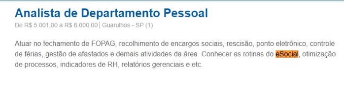 eSocial oportunidades