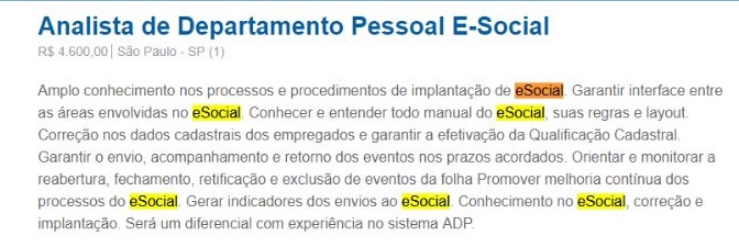 eSocial oportunidades